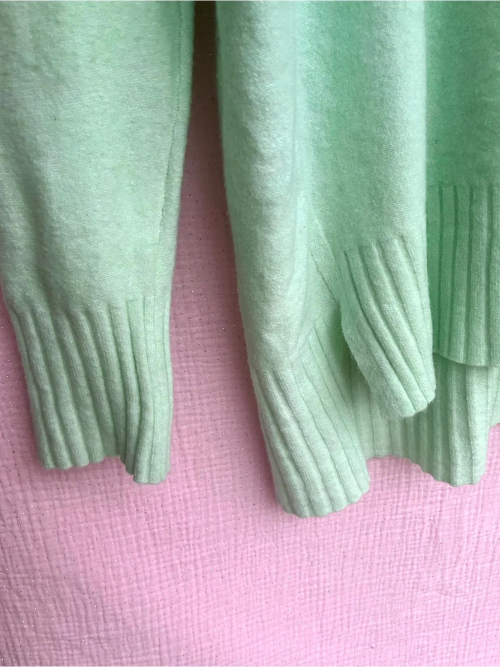 Free People Phoebe Mint Green Oversized Tunic Sweater Wool Blend Large - Picture 5 of 6